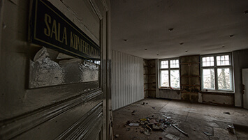 abandoned directorate office building in Poland
